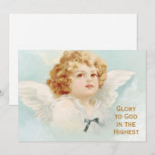 Kerst Engel Cherub Glorie aan God Religieus Blauw Feestdagenkaart (Voorkant / Achterkant)