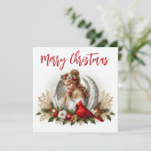 Kerst engel en kardinaal kaart (Staand voorkant)