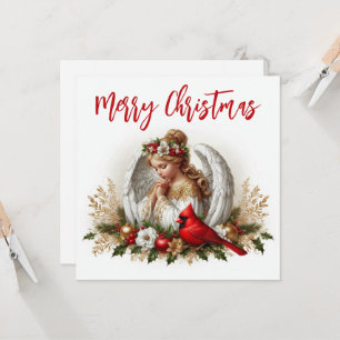 Kerst engel en kardinaal kaart