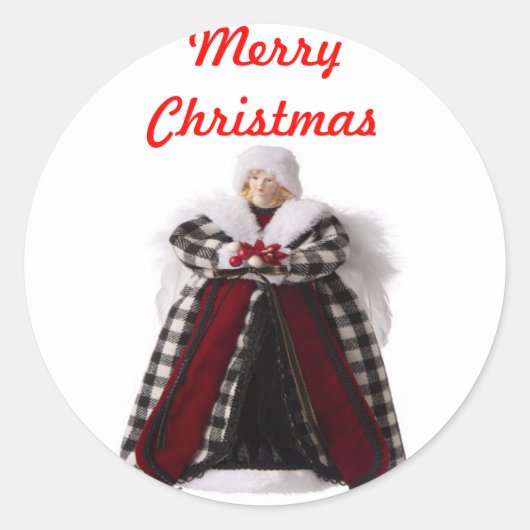 Kerst Engel Envelope Seals Ronde Sticker (Voorkant)