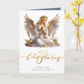 Kerst engel gevouwen foto kaart (Gele Bloem)