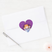 Kerst engel hart paarse sticker (Envelop)