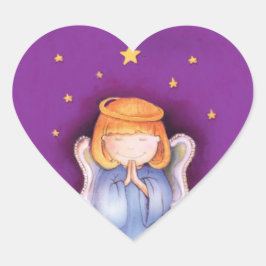 Kerst engel hart paarse sticker