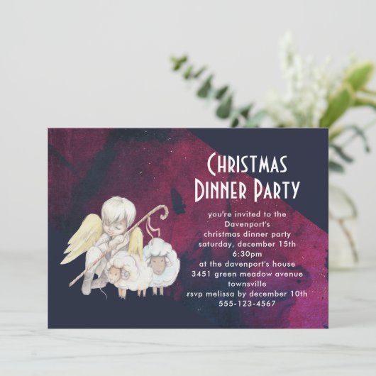 Kerst Engel Herder met Lambs Kerstmis Kaart (Staand voorkant)