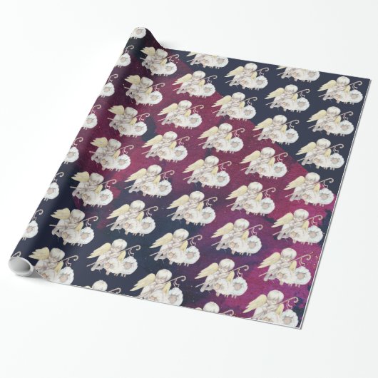 Kerst Engel Herder met Lambs Patroon Cadeaupapier (Uitgerold)