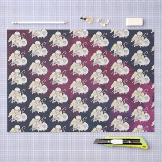 Kerst Engel Herder met Lambs Patroon Tissuepapier (Craft)