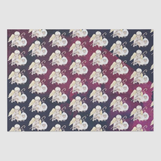 Kerst Engel Herder met Lambs Patroon Tissuepapier (Voorkant)