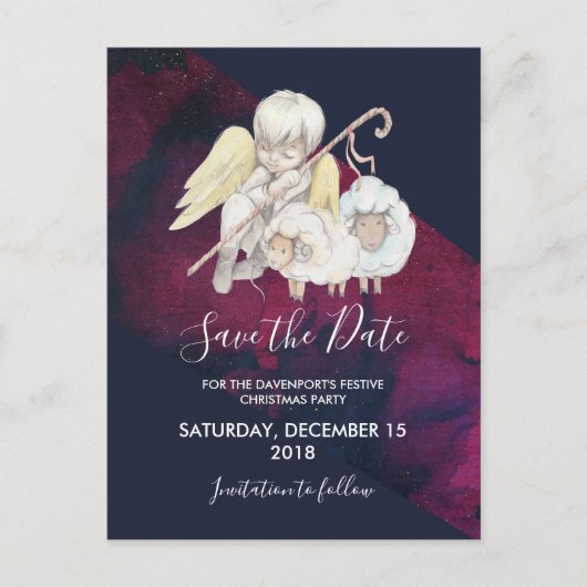 Kerst Engel Herder met Lambs Save the Date Briefkaart (Voorkant)
