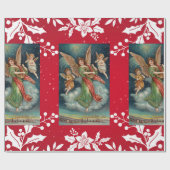 Kerst Engel Holly COLLAGE inpakpapier (Vlak)