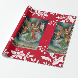 Kerst Engel Holly COLLAGE inpakpapier