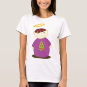 Kerst engel in Paarse vrouwen T-shirt (Voorkant)
