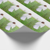 Kerst Engel Meisje Wit Groen Vakantie Cadeaupapier (Hoek)