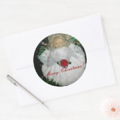 Kerst engel ornament, Merry Ch... - Gepersonalisee Ronde Sticker (Envelop)