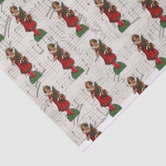 Kerst Engel  Religie Victoriaans Meisje Tissuepapier (Detail)