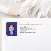 Kerst engel retour adreslabels blauw etiket (Insitu)