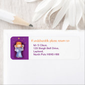 Kerst engel retour adreslabels paarse etiket (Insitu)