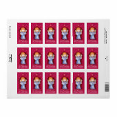 Kerst engel rode cadeau labels (Full Sheet)