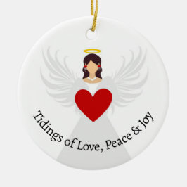 Kerst Engel Rode Hart Liefde Vrede Joy Naam Gift Keramisch Ornament