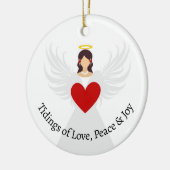 Kerst Engel Rode Hart Liefde Vrede Joy Naam Gift Keramisch Ornament (Links)