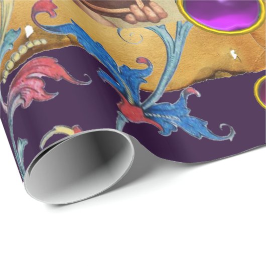 KERST ENGEL, ROOD BLAUW BLOEMPERKAMENT ROZE EDELST CADEAUPAPIER (Rol Hoek)