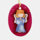 Kerst engel rust, geluk rood ornament (Achterkant)