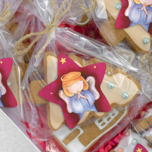 Kerst engel ster rode sticker