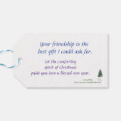 Kerst engel tekening Paarse "You My Friend" Cadeaulabel (Achterkant Horizontaal)