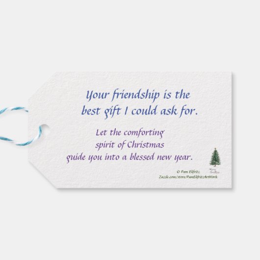 Kerst engel tekening Paarse "You My Friend" Cadeaulabel (Achterkant Horizontaal)