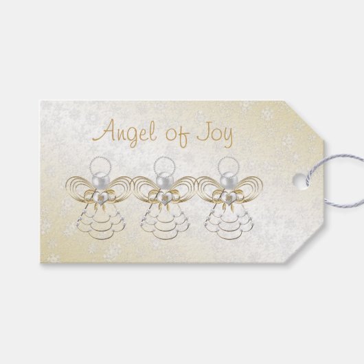 Kerst Engel van de Vreugde Goud/Wit "Aan: Van:" Cadeaulabel (Voorkant (Horizontaal))