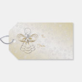 Kerst Engel van de Vreugde Goud/Wit "Aan: Van:" Cadeaulabel (Achterkant Horizontaal)