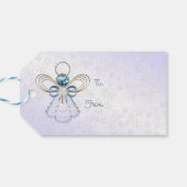 Kerst Engel van Geloof Blauw & Goud "Aan: Van:" Cadeaulabel (Achterkant Horizontaal)