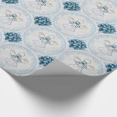 Kerst Engel van Geloof Blauw & Gouden Filigraan Cadeaupapier (Hoek)