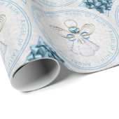 Kerst Engel van Geloof Blauw & Gouden Filigraan Cadeaupapier (Rol Hoek)