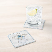 Kerst Engel van Geloof Elegant Blauw Goud Kartonnen Onderzetters (Insitu)