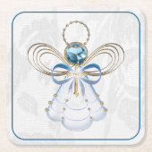 Kerst Engel van Geloof Elegant Blauw Goud Kartonnen Onderzetters (Voorkant)