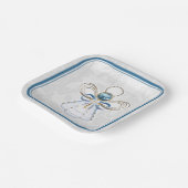 Kerst Engel van Geloof Elegant Blauw Goud Papieren Bordje (Gebogen)