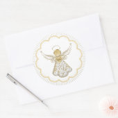 Kerst Engel van Grace Geschulpte gouden kralen Ronde Sticker (Envelop)