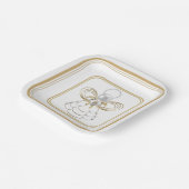 Kerst Engel van vreugde Parels Gouden filigraan Papieren Bordje (Gebogen)