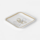 Kerst Engel van vreugde Parels Gouden filigraan Papieren Bordje (Gebogen)