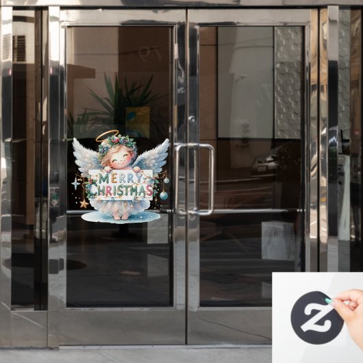 Kerst Engel Venster Cling Raamsticker (Kantoordeur)
