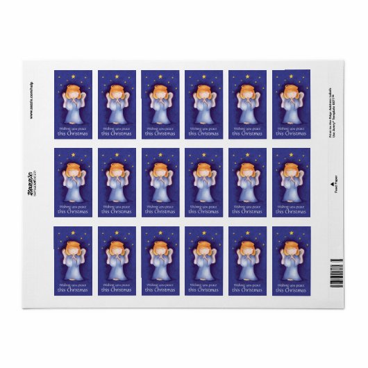 Kerst engel vrede blauwe sticker (Full Sheet)