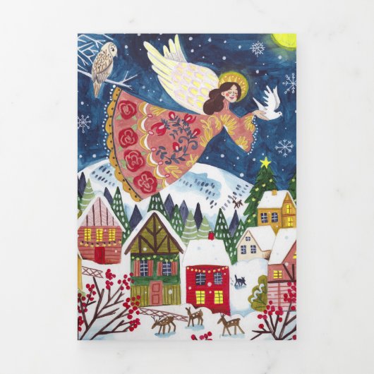 Kerst engel vrede op aarde Foto Kerstmis Drieluik Uitnodiging (Cover)