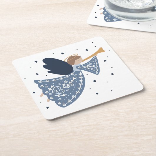 Kerst Engel Vrede op Aarde Vakantie Hartelijk Kartonnen Onderzetters (Schuin)