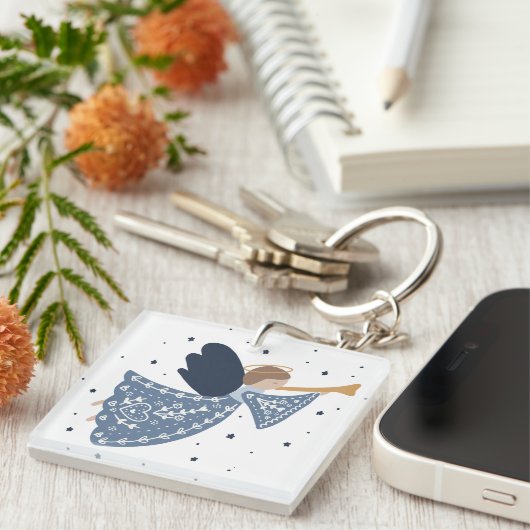 Kerst Engel Vrede op Aarde Vakantie Hartelijk Sleutelhanger (Voorkant Rechts)