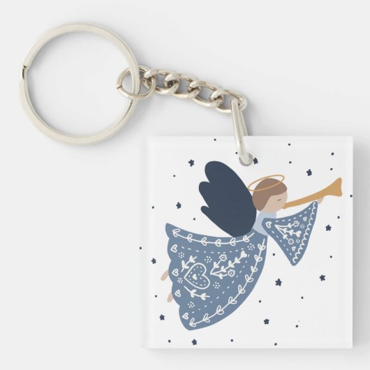 Kerst Engel Vrede op Aarde Vakantie Hartelijk Sleutelhanger (voorkant)