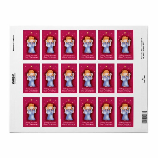 Kerst engel vrede rode sticker (Full Sheet)