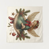 Kerst engel wandtapijt vintage wandkleed (Voorkant (horizontaal))