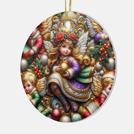 Kerst ~ Engelen 19e eeuw ~ Keramisch Ornament (Links)