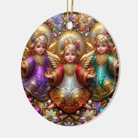 Kerst ~ Engelen 19e eeuw ~ Keramisch Ornament (Links)