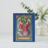 Kerst engelen en cherub met boom feestdagenkaart (Staand voorkant)